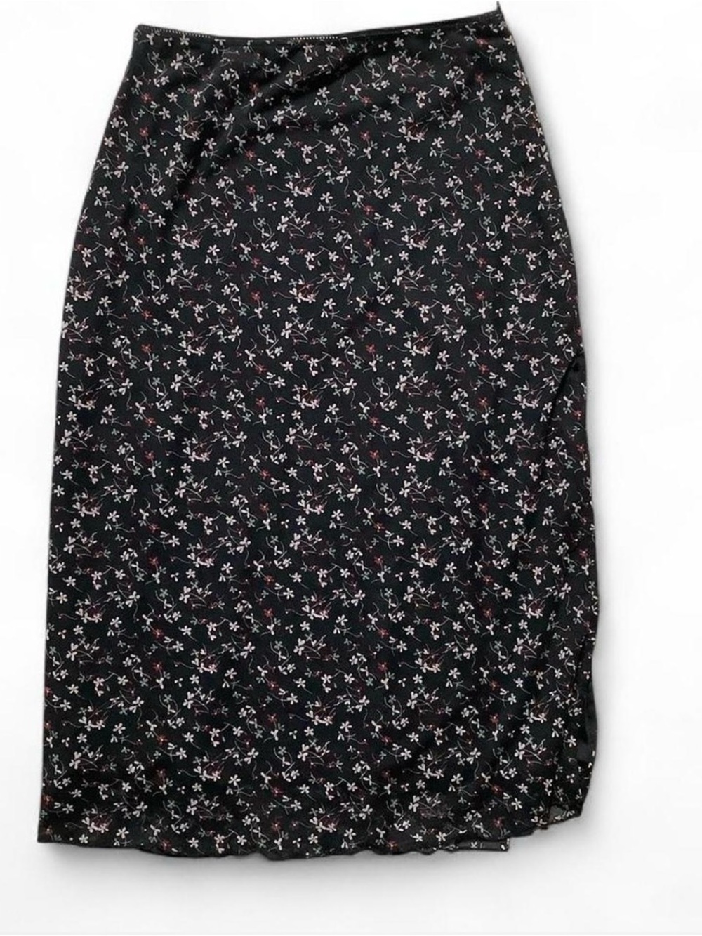 Kirious Los Angeles Black Floral Bodycon Midi Skirt - Size Large